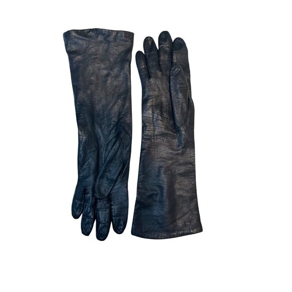 Millay Other - Vintage Millay WPL9362 Real Kid 100% Silk  Lined~Long LT Black Leather Gloves
